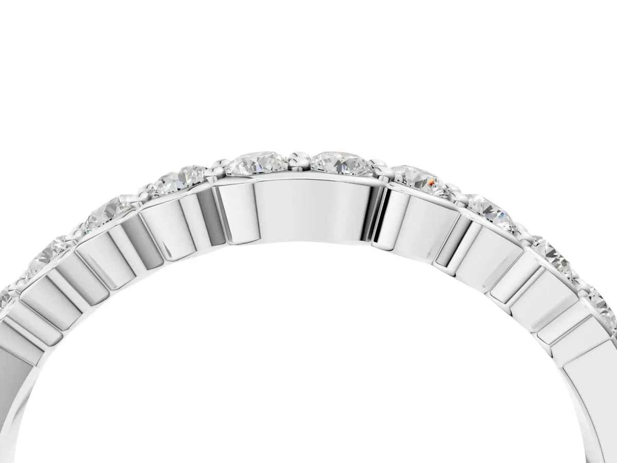 Round Diamond Half-Eternity Band with U-Prong Setting Platinum