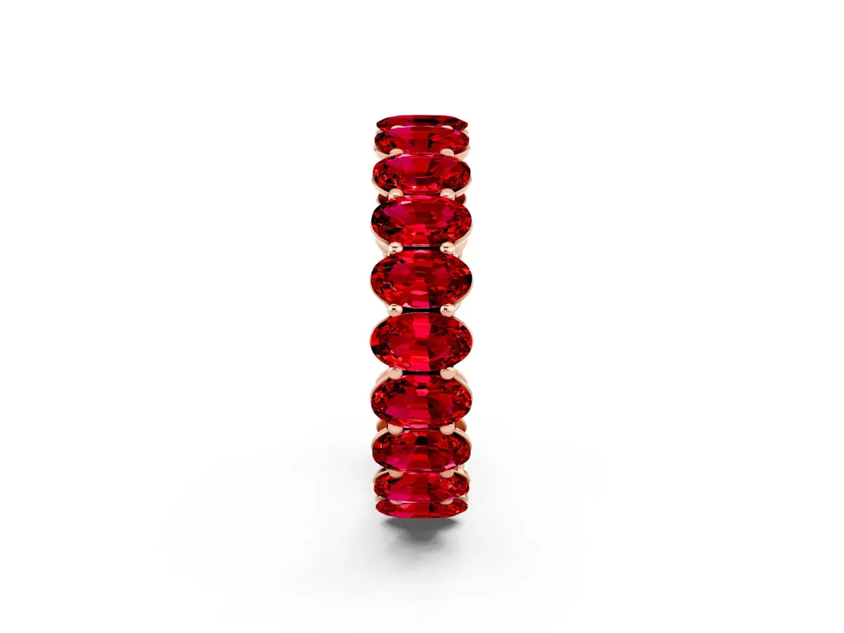 Oval Cut Ruby Eternity Band with Shared Prong Setting Rose gold