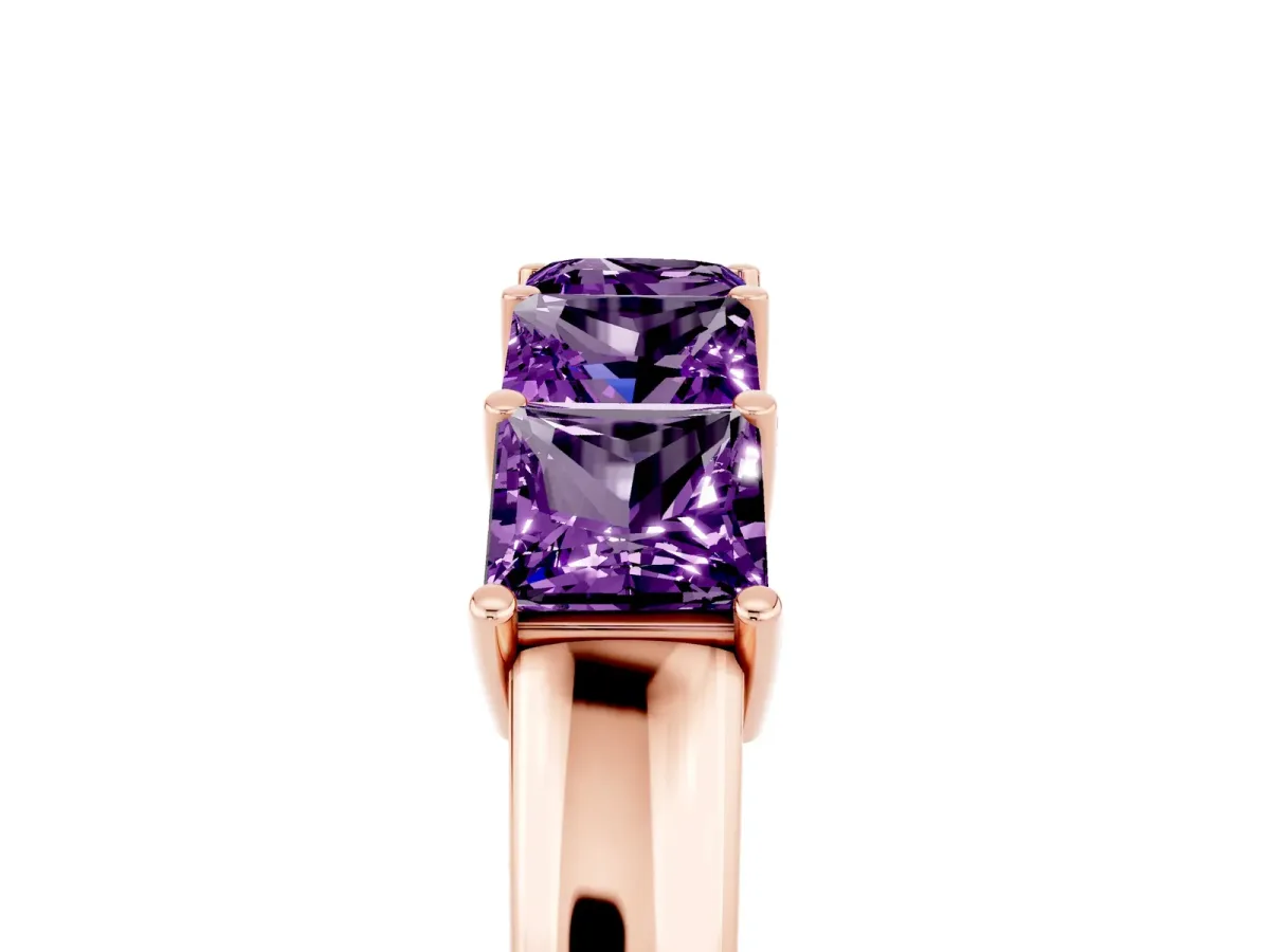 Princess Cut Five-Stone Amethyst Band with Prong Setting Rose gold