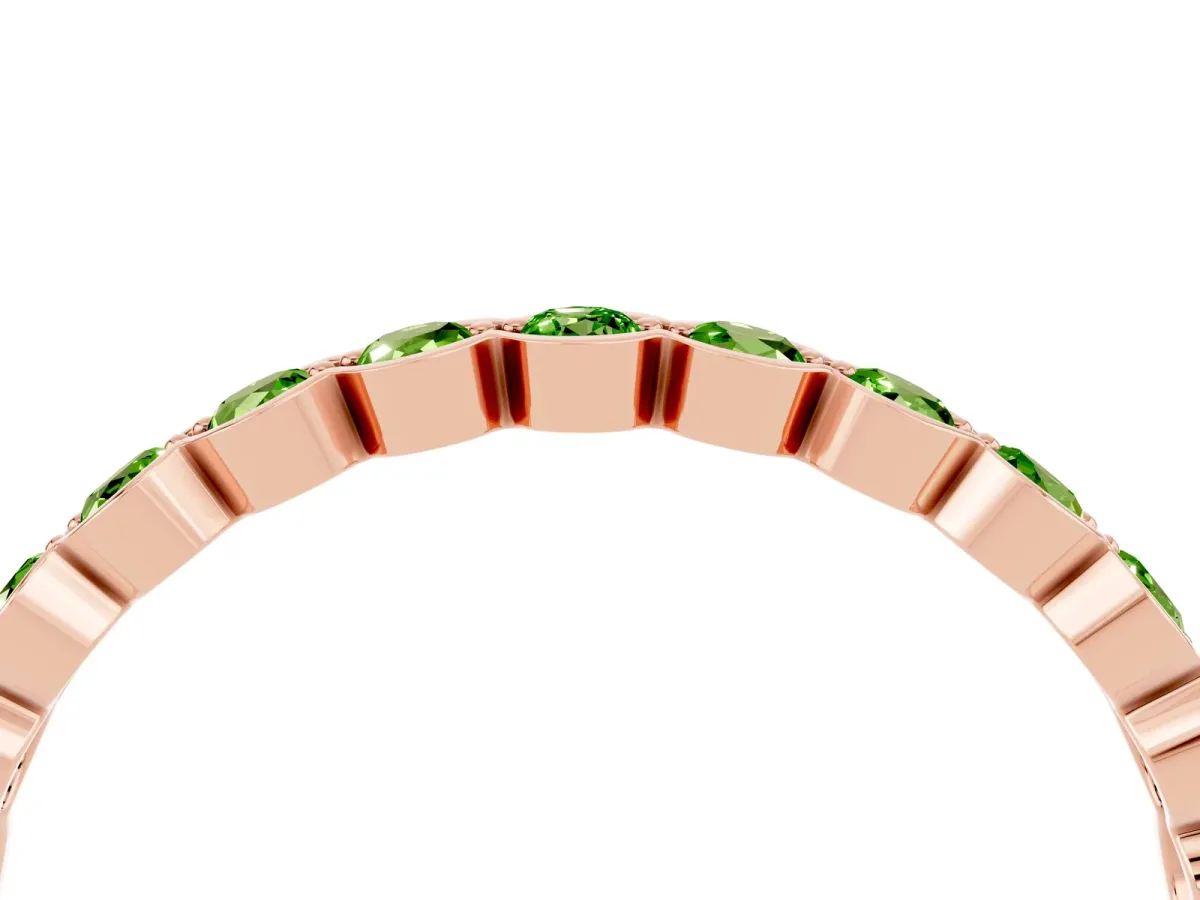 Round Peridot Bezel Set Eternity Band Rose gold