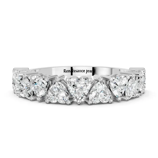Heart Half Eternity Band with Shared Prong Setting Platinum