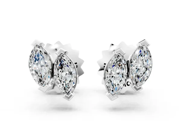 Marquise Diamond Two Stone Stud Earrings Platinum