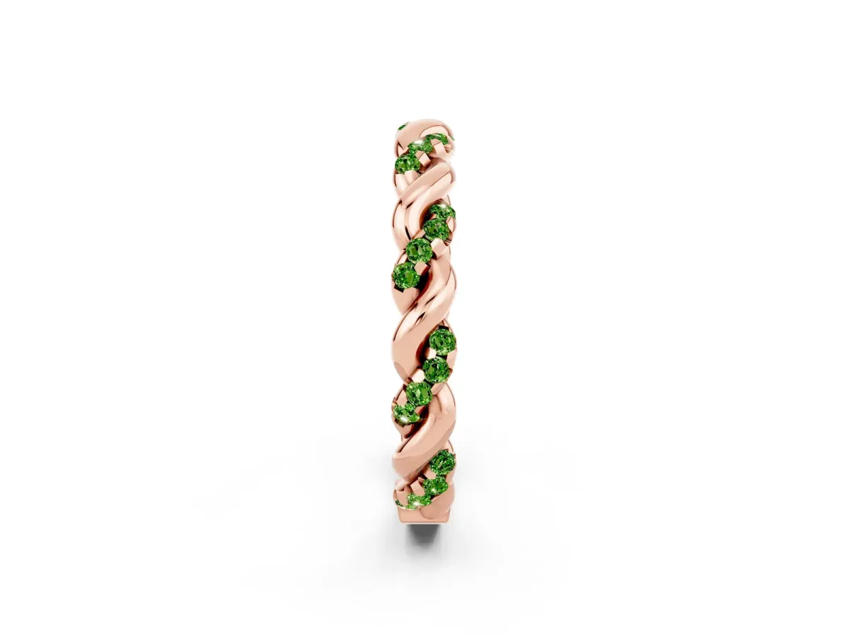 Twisted Pavé Round Peridot Eternity Band Rose gold