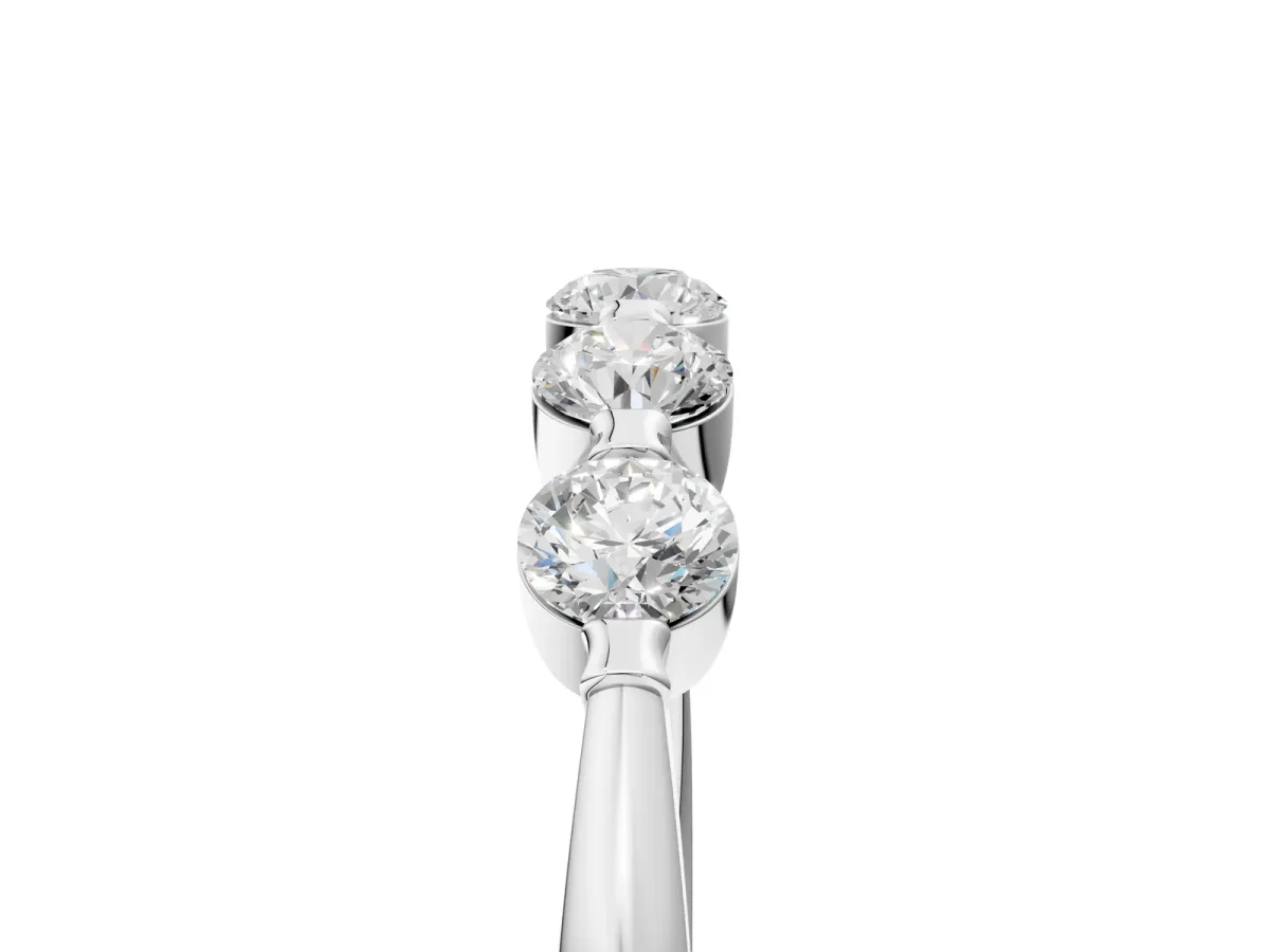 Five-Stone Round Cut Diamond Prong-Set Half Eternity Band White gold
