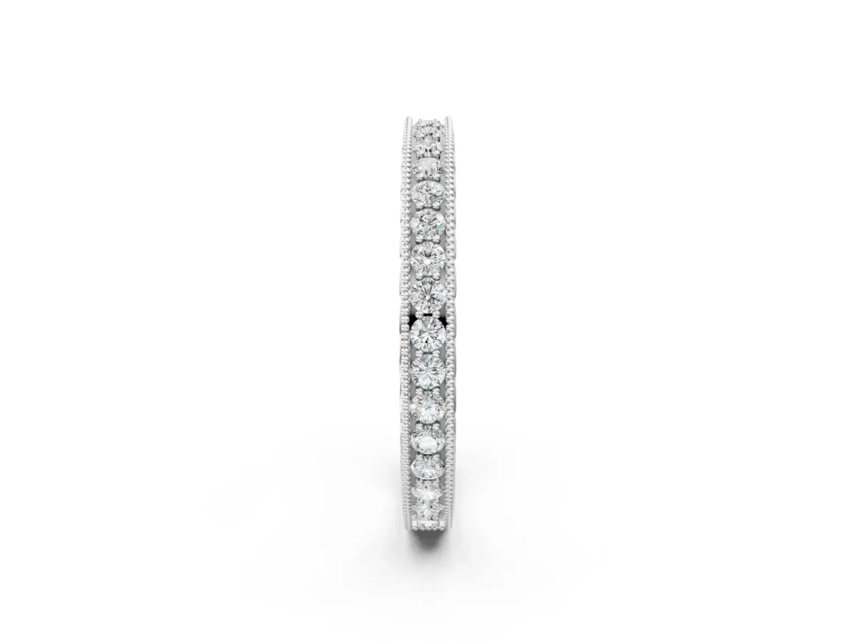 Round Diamond Milgrain Channel Set Eternity Band Platinum