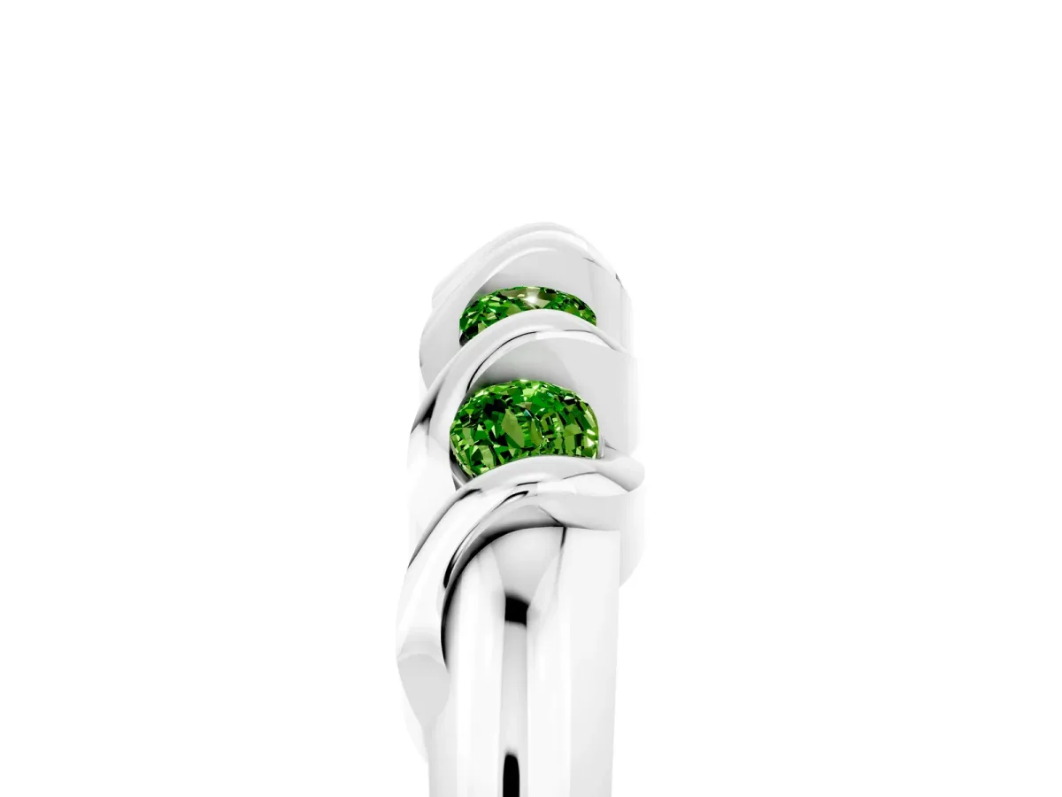 Round Peridot Eternity Band with Twist Prong Setting Silver