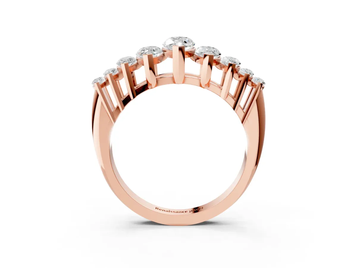 Marquise Diamond Prong Set Curved Band Rose gold