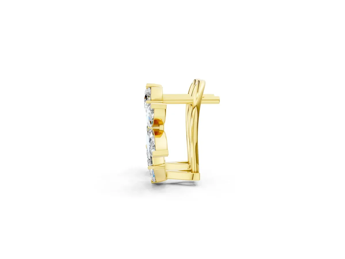 Multi-Shape Diamond Cluster Stud Earrings Yellow gold