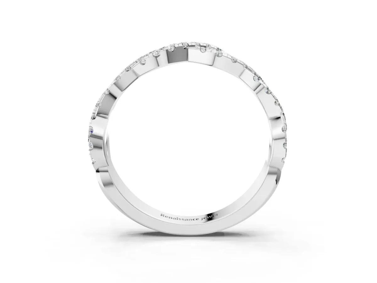 Round Diamond Twisted Eternity Band with Pavé and Shared Prong Setting Silver