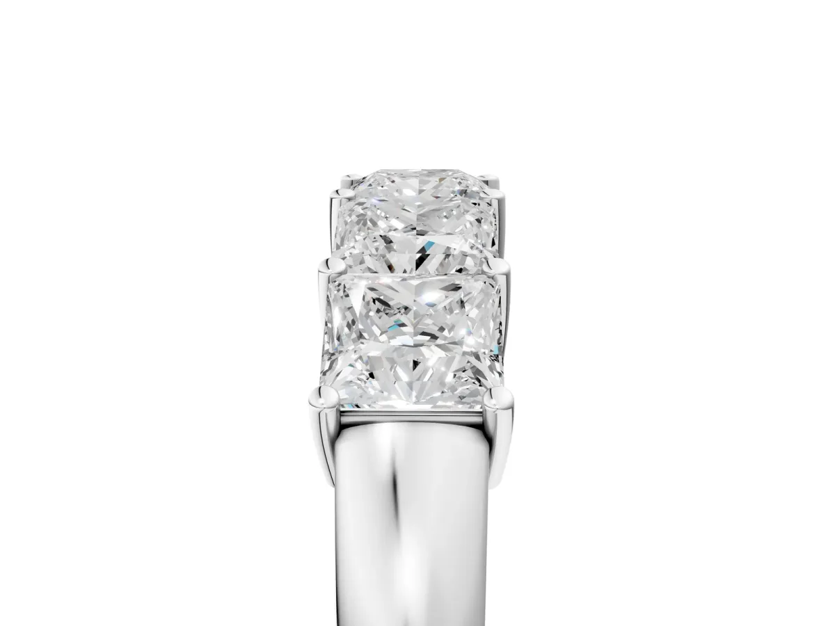 Princess Cut Five-Stone Diamond Band with Prong Setting Silver
