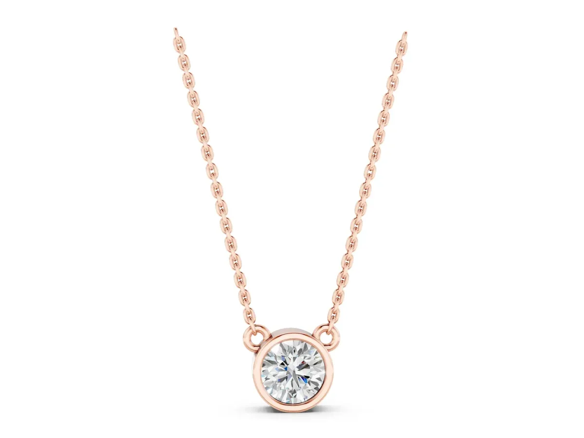 Bezel Round Solitaire Pendant Rose gold