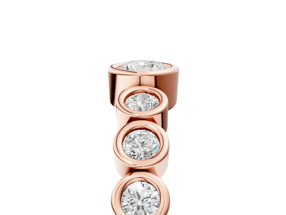 Bezel Set Oval Diamond Half Eternity Band Rose gold