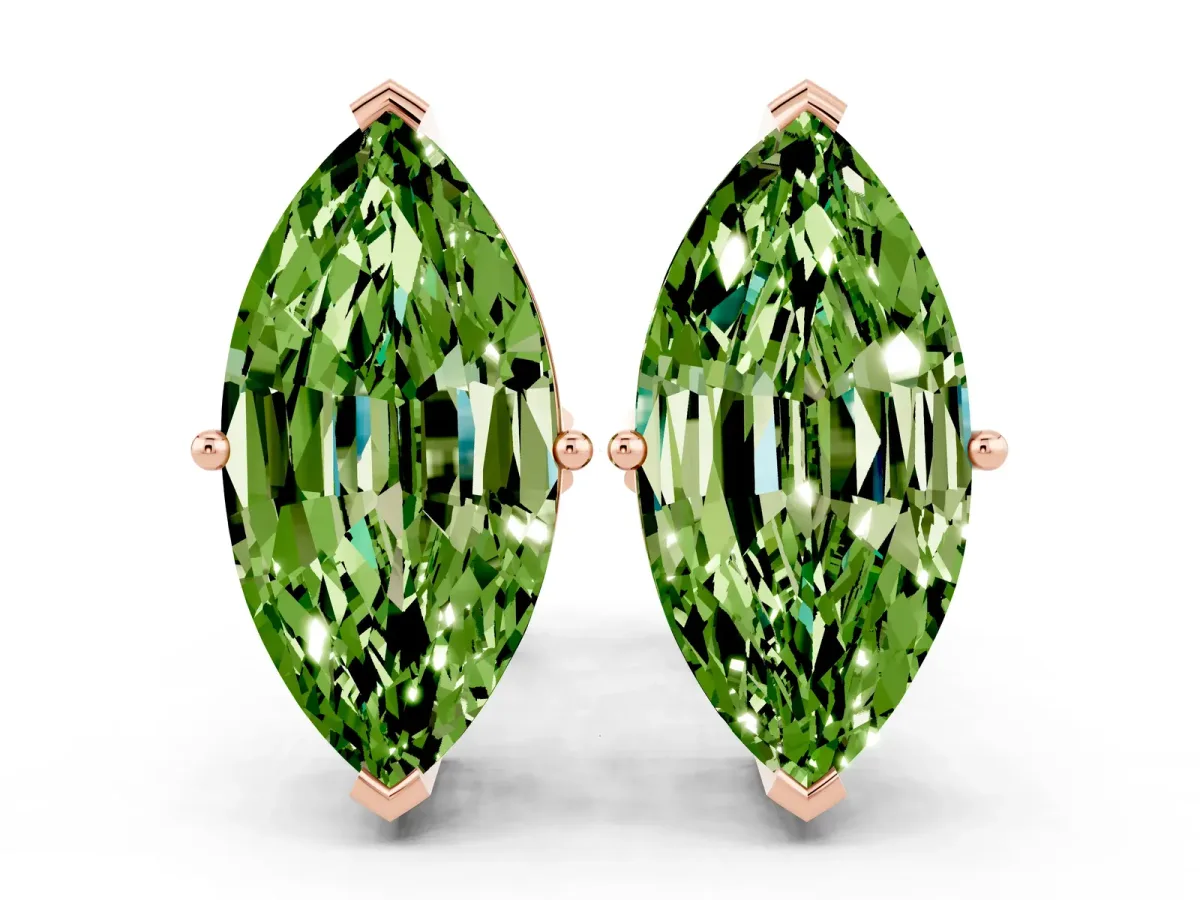 Marquise Cut Peridot Stud Earrings Rose gold
