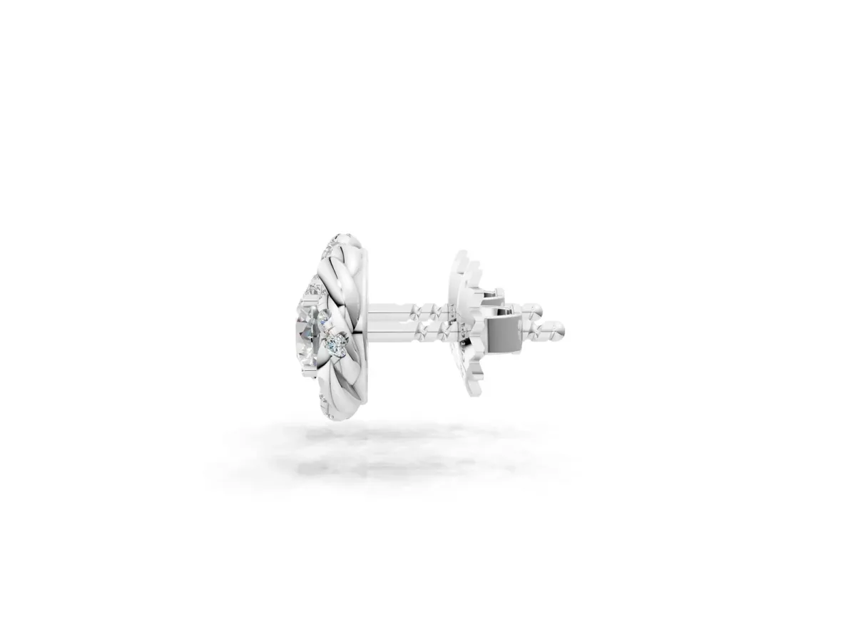 Round Diamond Oceana Halo Stud Earrings Platinum