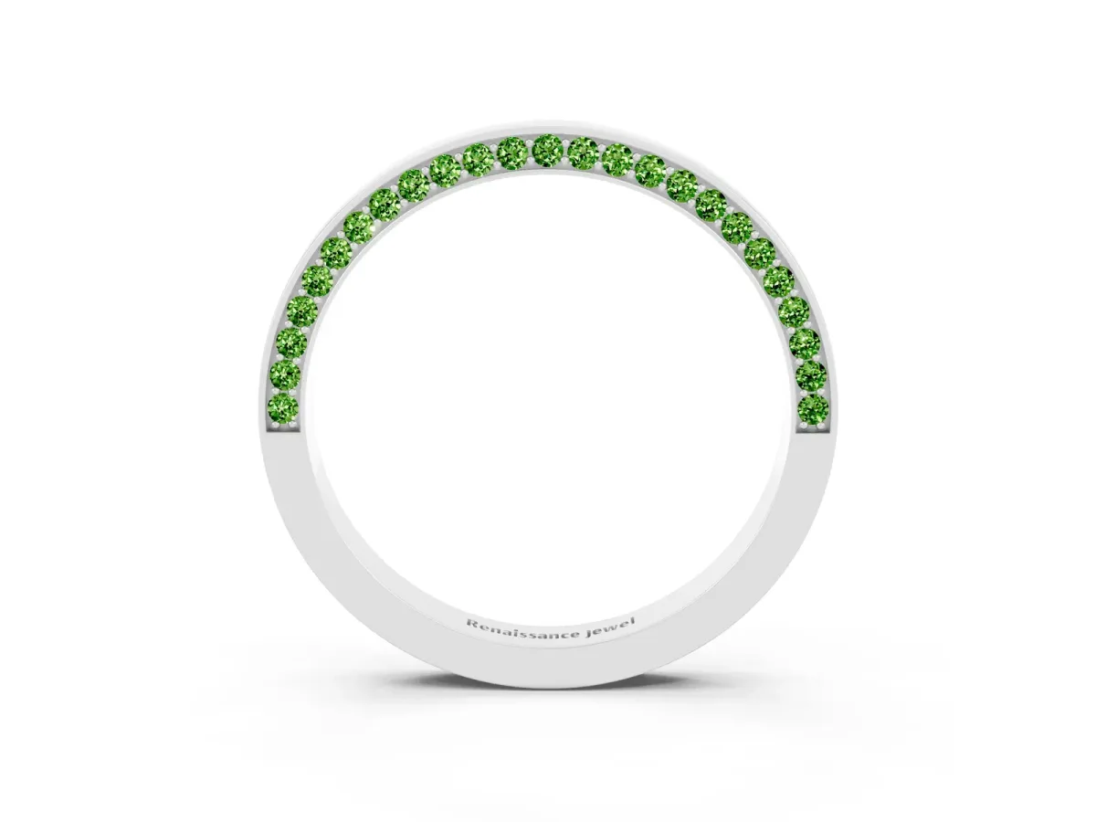 Pavé Round Peridot Channel Set Band Platinum