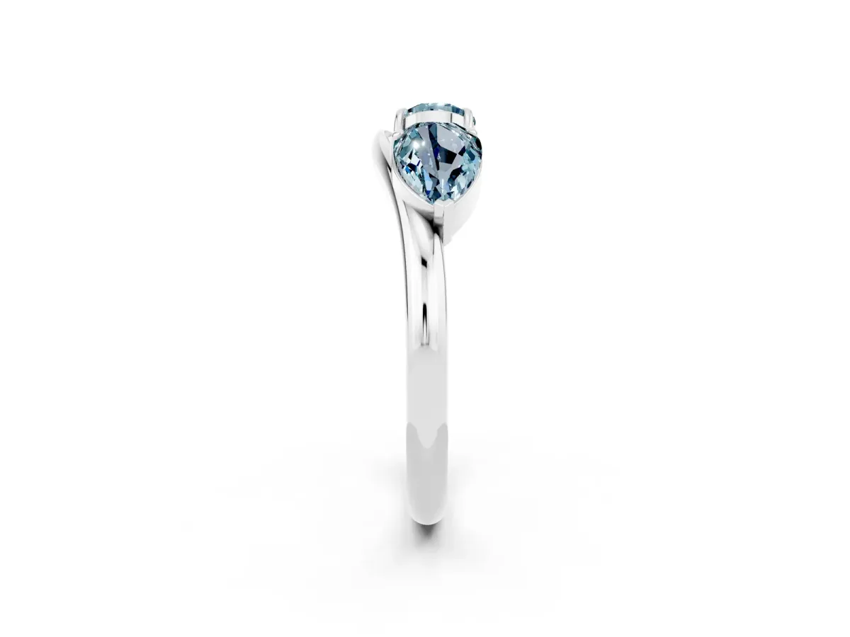 Two-Stone Pear Aquamarine Bypass Ring with Prong Setting White gold