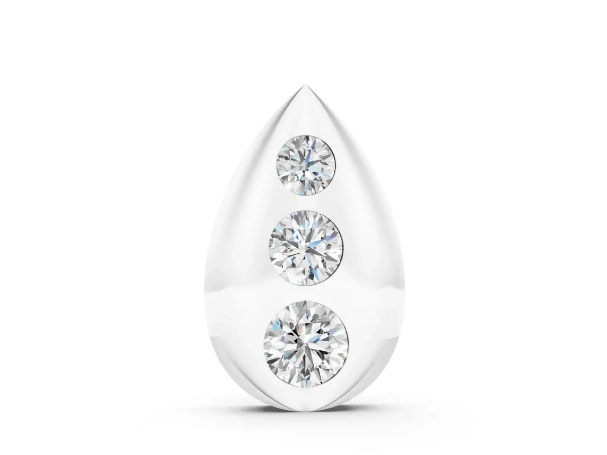 Teardrop Bezel-Set Round Diamond Pendant White gold