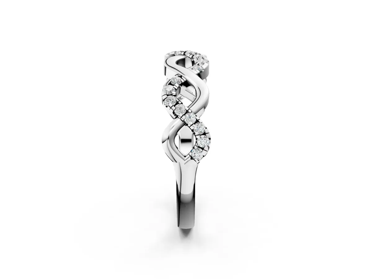 Twist Infinity Round Diamond Band with Pavé Setting Platinum