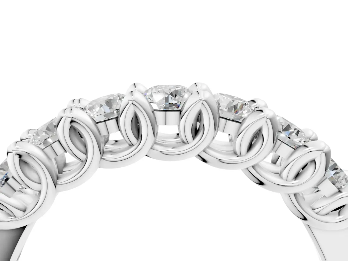 Round Diamond Prong-Set Half Eternity Band Platinum