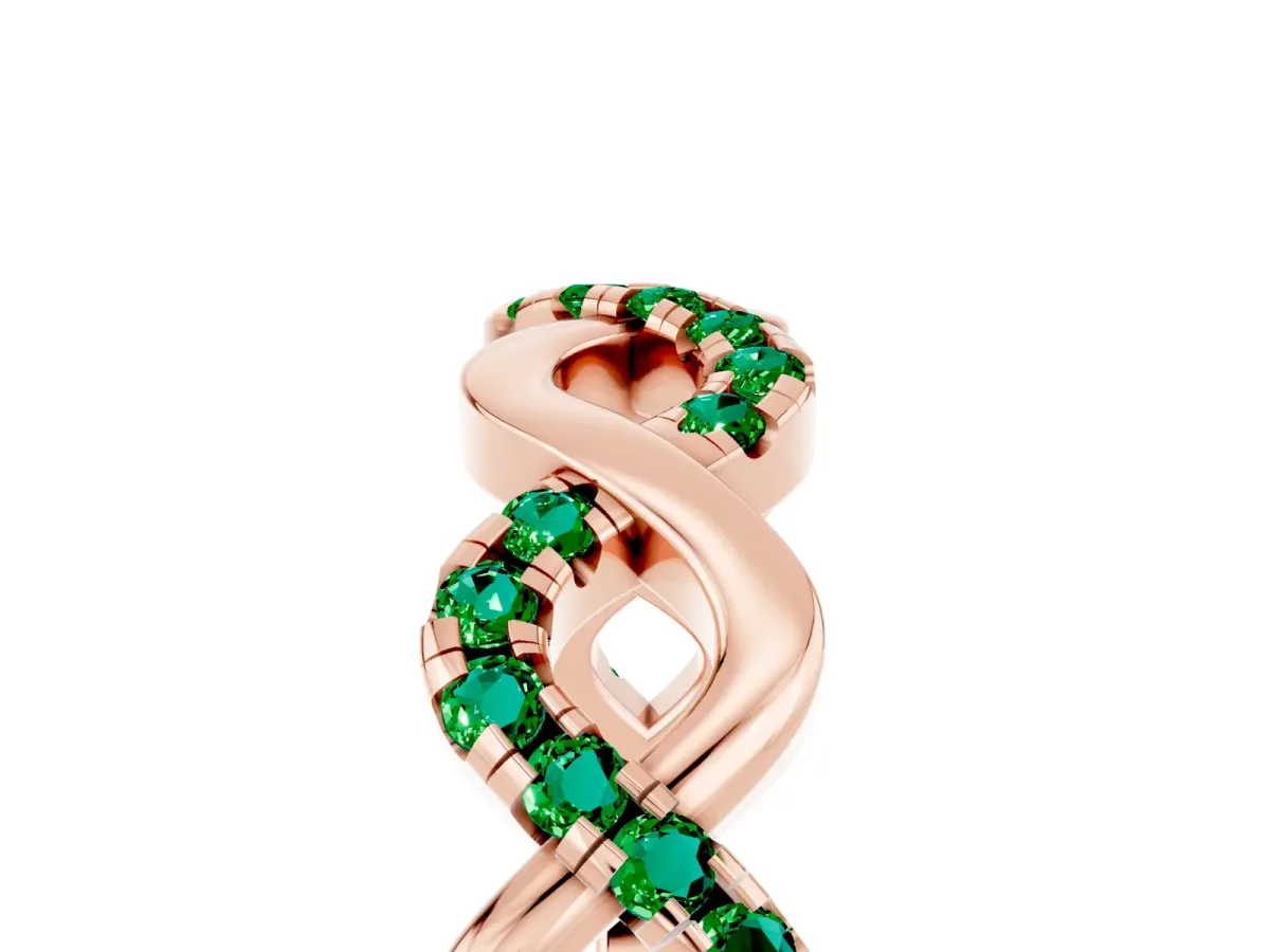 Twist Infinity Round Emerald Band with Pavé Setting Rose gold
