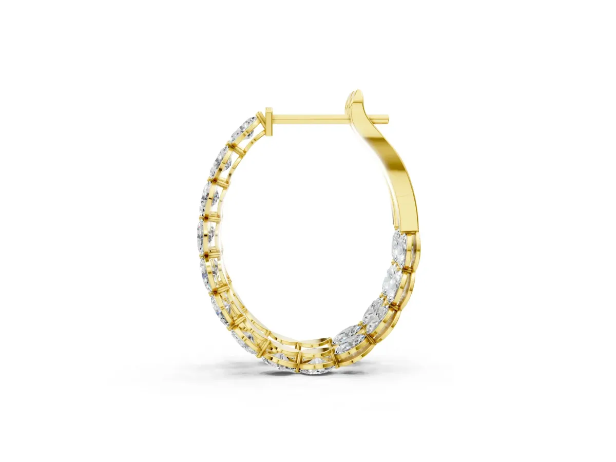 Oval Cut Diamond Inside-Out Hoop Earrings Yellow gold