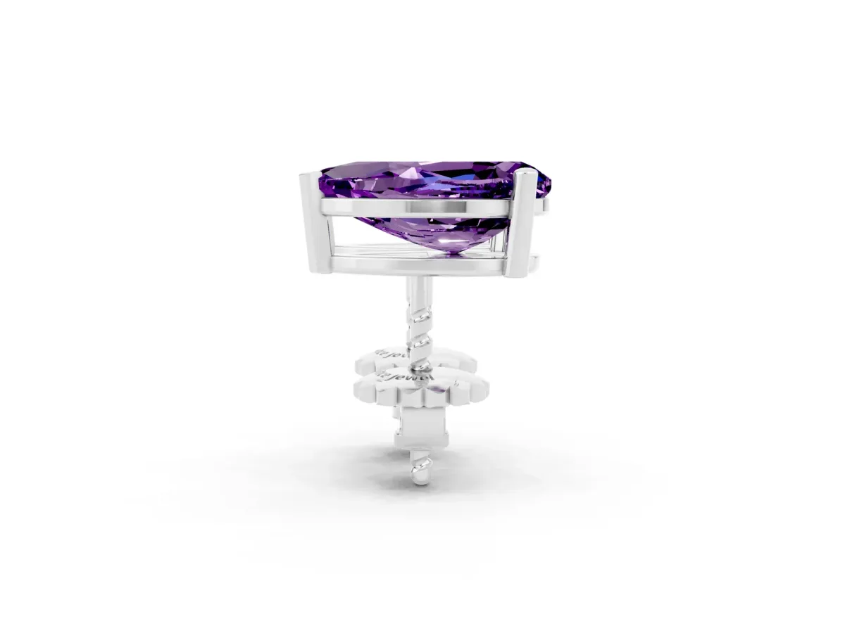 Pear Cut Amethyst Stud Earrings Silver