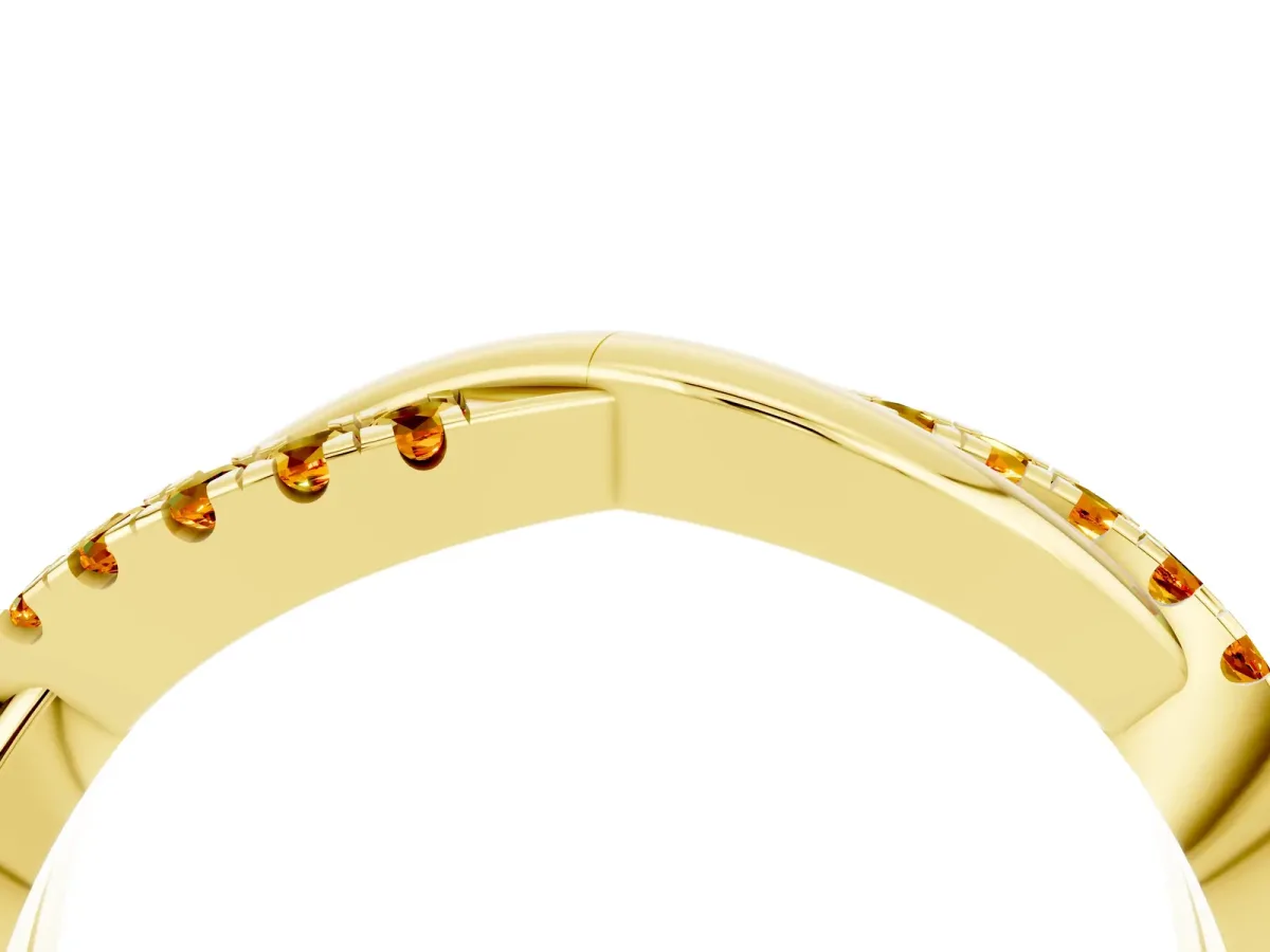 Round Citrine Twisted Infinity Band with Prong Setting Yellow gold
