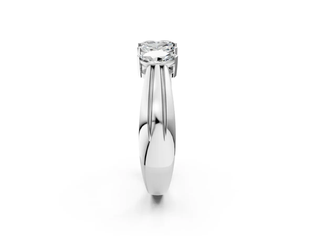 Five-Stone Marquise Diamond Split Shank Ring with Shared Prong Setting Silver