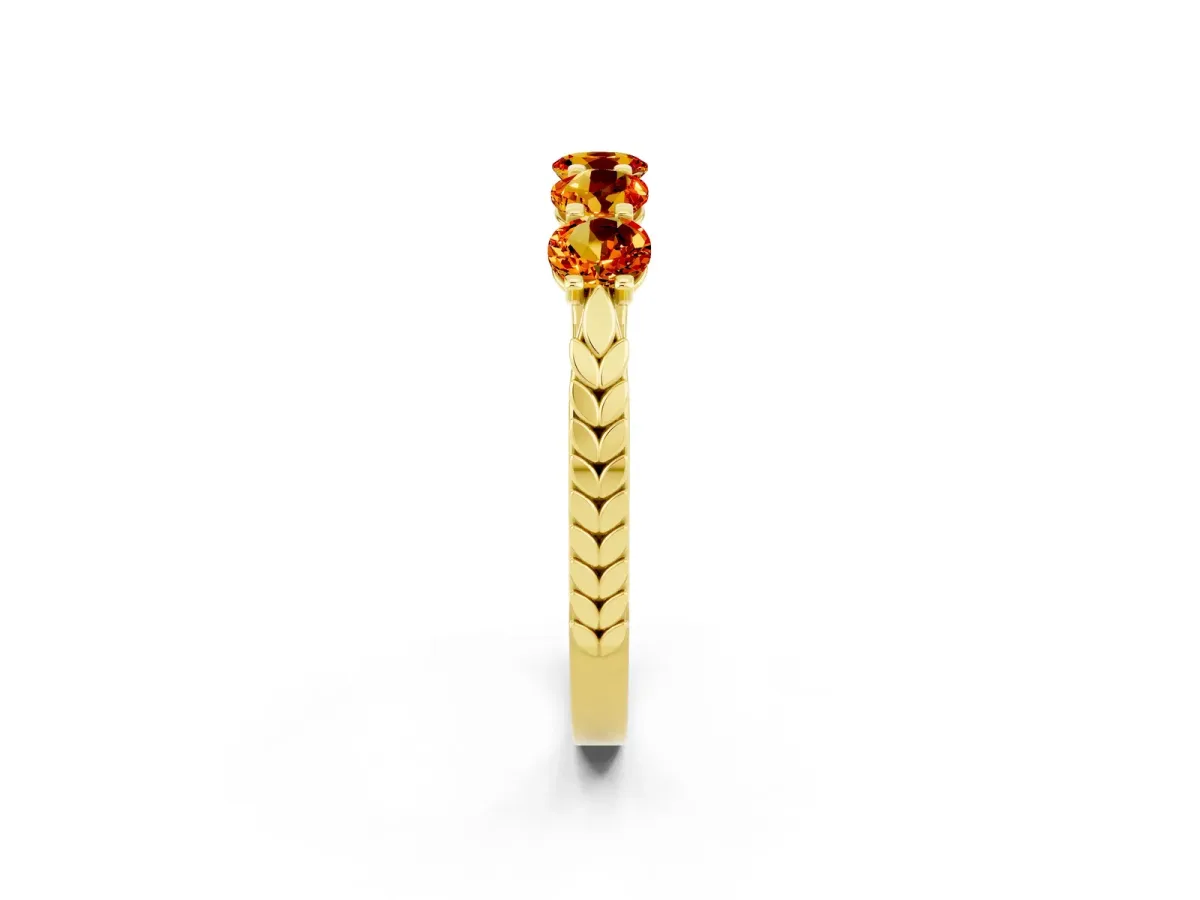 Five-Stone Round Citrine Prong-Set Band Yellow gold