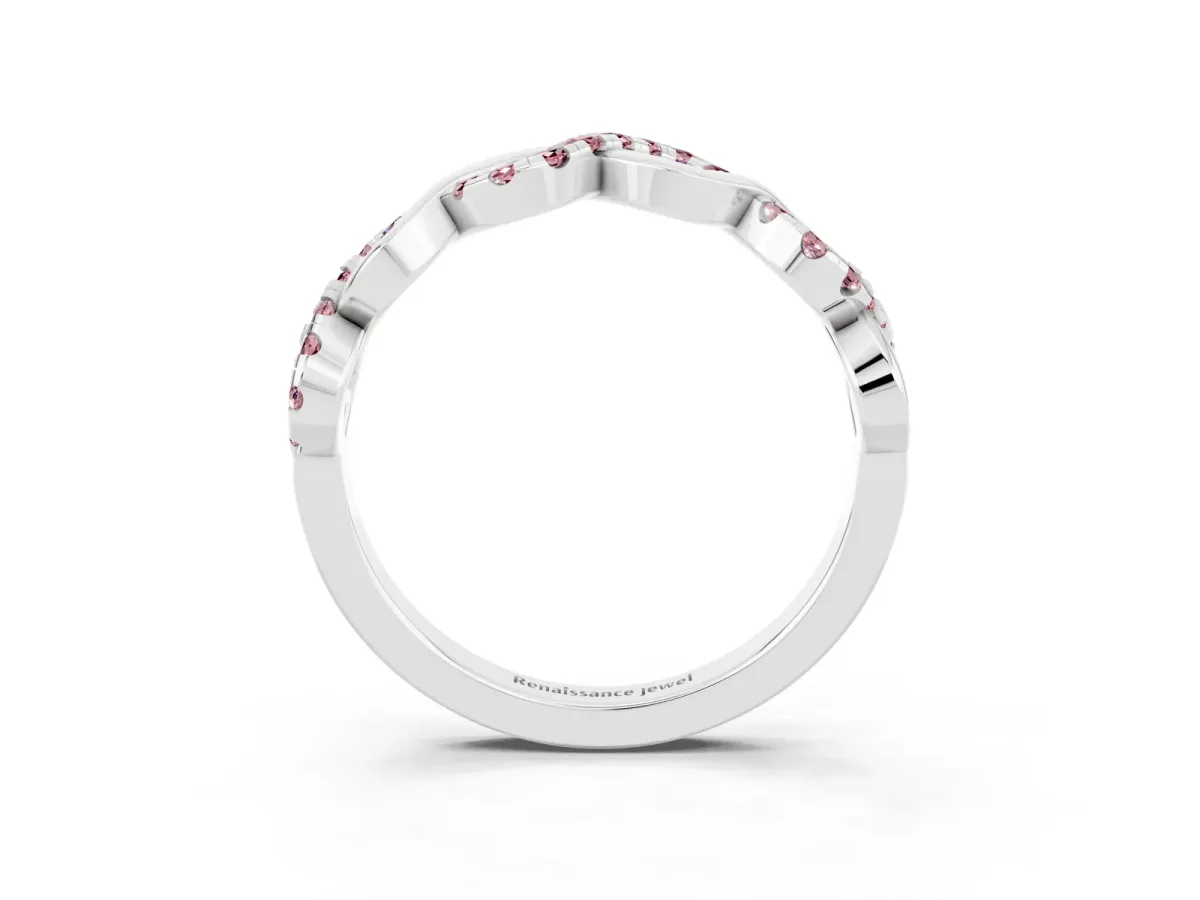 Twist Infinity Round Morganite Band with Pavé Setting Platinum