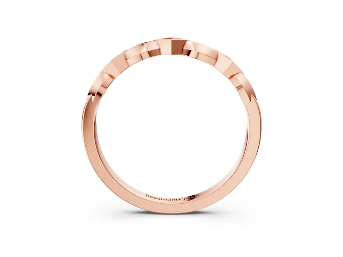 Square Diamond Twist Band with Bezel Setting Rose gold