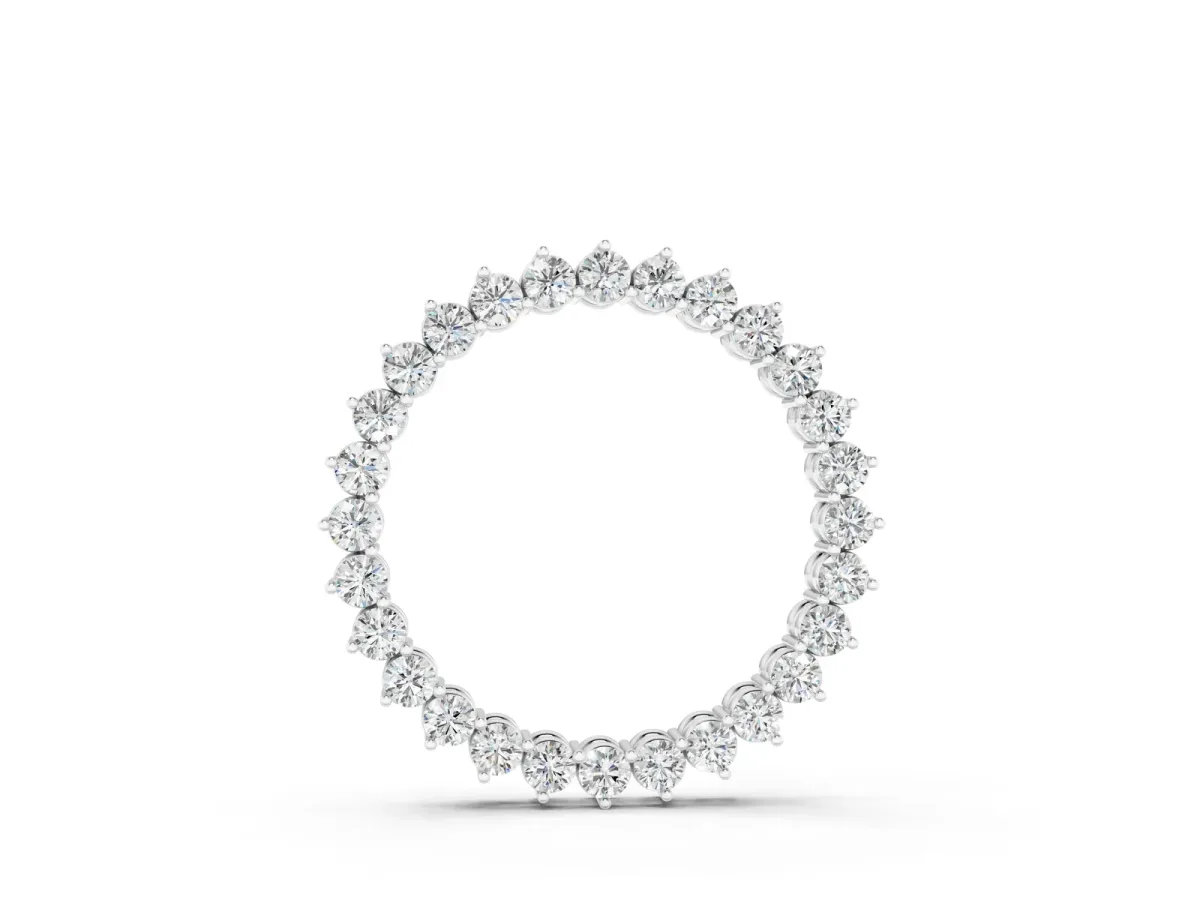 Round Diamond Prong-Set Halo Pendant White gold