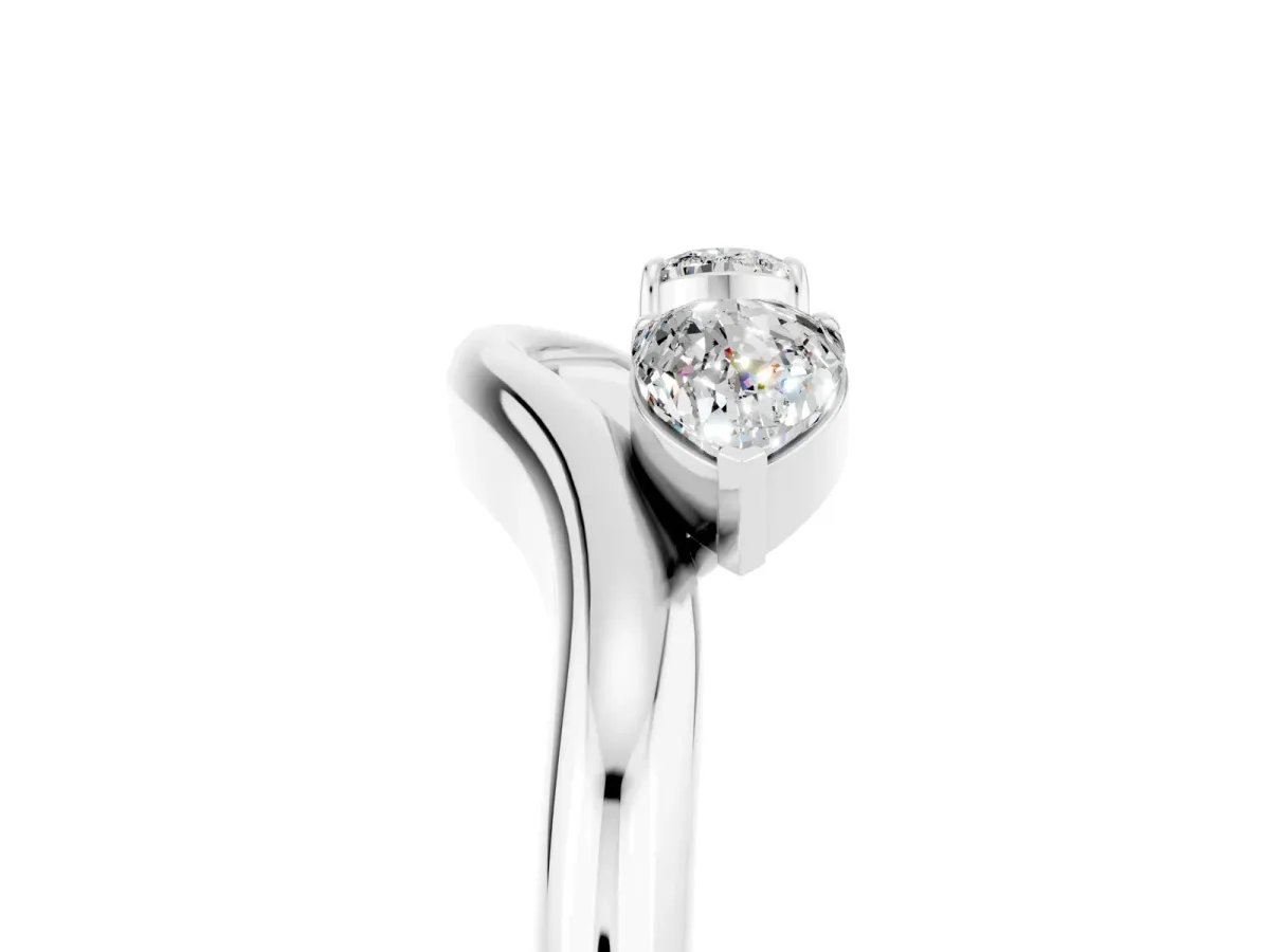 Pear Cut Moissanite Two-Stone Open Band Ring with Prong Setting Silver