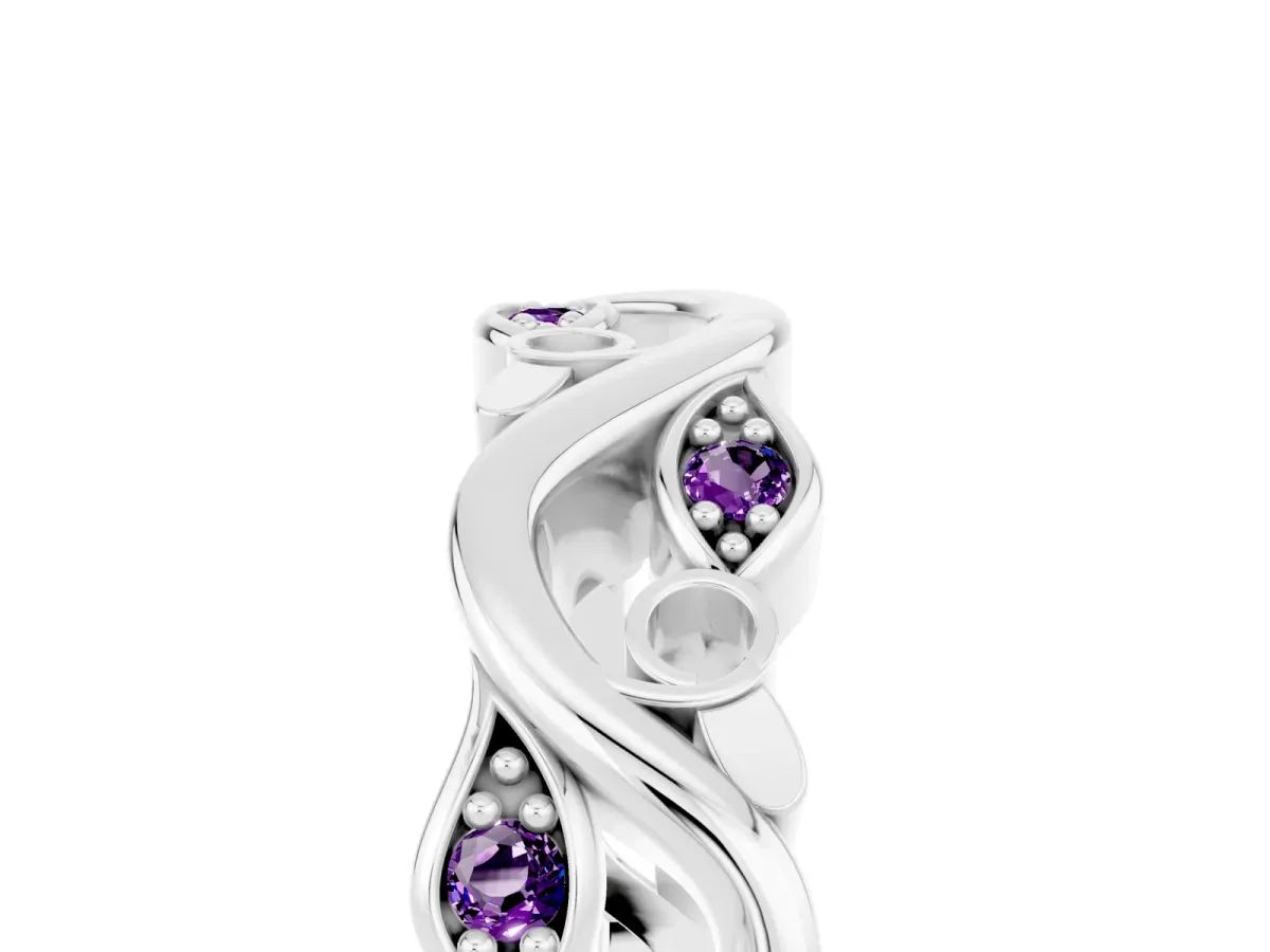 Marquise Amethyst Vine Eternity Band with Bezel Setting Silver