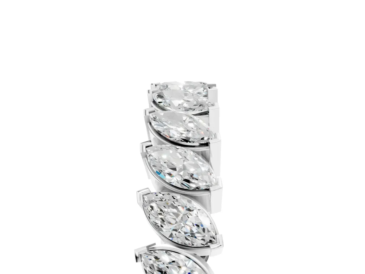 Marquise Diamond Shared Prong Full Eternity Band Silver