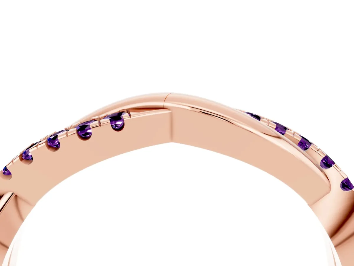 Round Amethyst Twisted Infinity Band with Prong Setting Rose gold