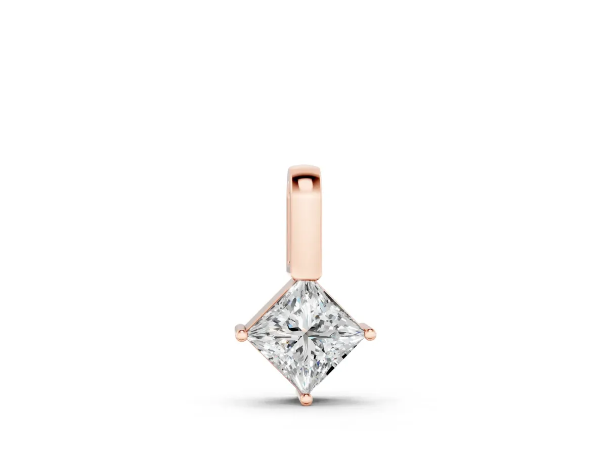 Princess Cut Bezel Set Diamond Pendant Rose gold