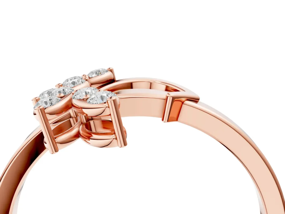 Marquise Diamond Cluster Bypass Ring with Prong Setting Rose gold