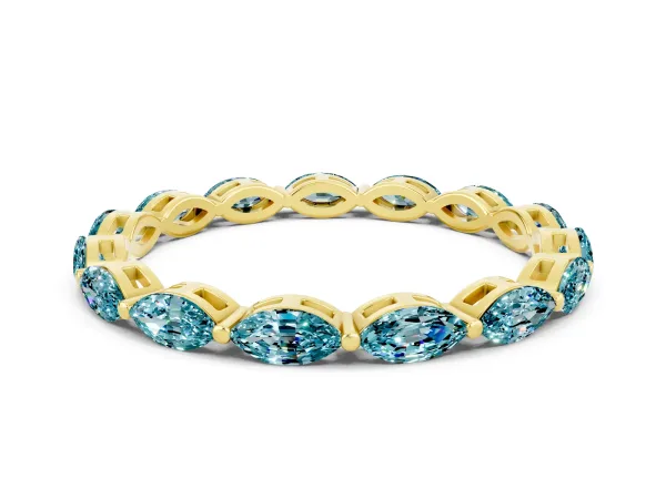 Marquise Blue Topaz Eternity Band with U-Prong Setting Yellow gold