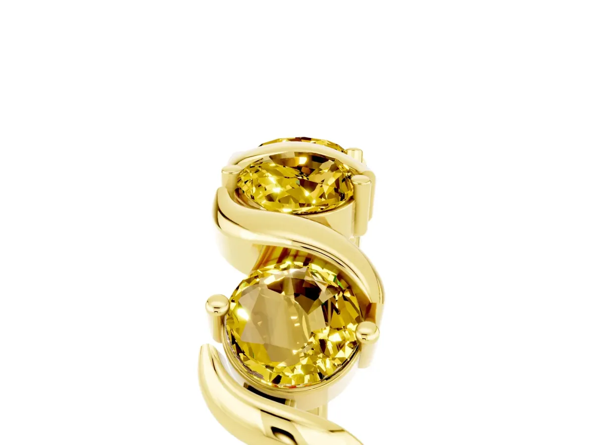 Six-Stone Round Yellow Sapphire Wave Band with Shared Prong Setting Yellow gold