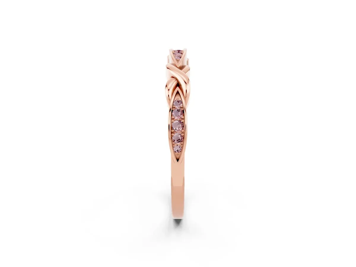 Twisted Marquise Morganite Pavé Band with Shared Prong Setting Rose gold
