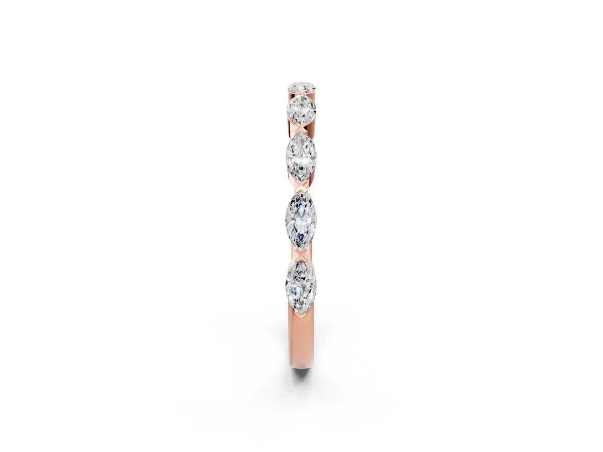 Marquise Diamond Eternity Band with Bezel Setting Rose gold