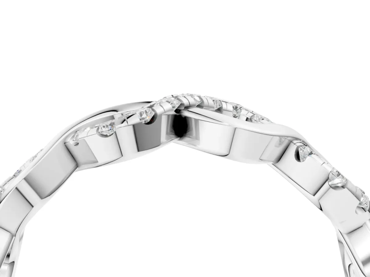 Twist Infinity Round Diamond Band with Pavé Setting Platinum