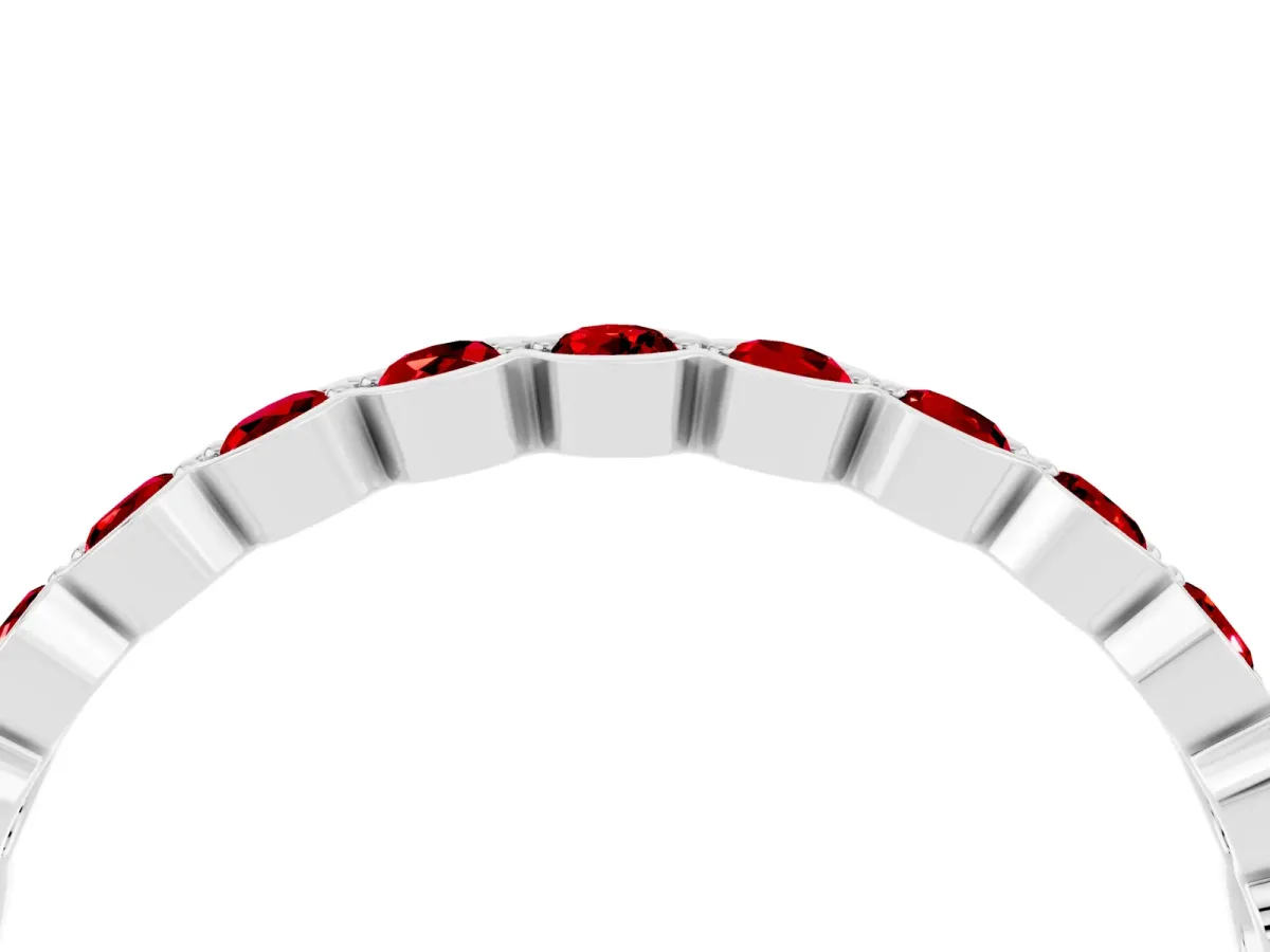 Round Ruby Bezel Set Eternity Band Platinum