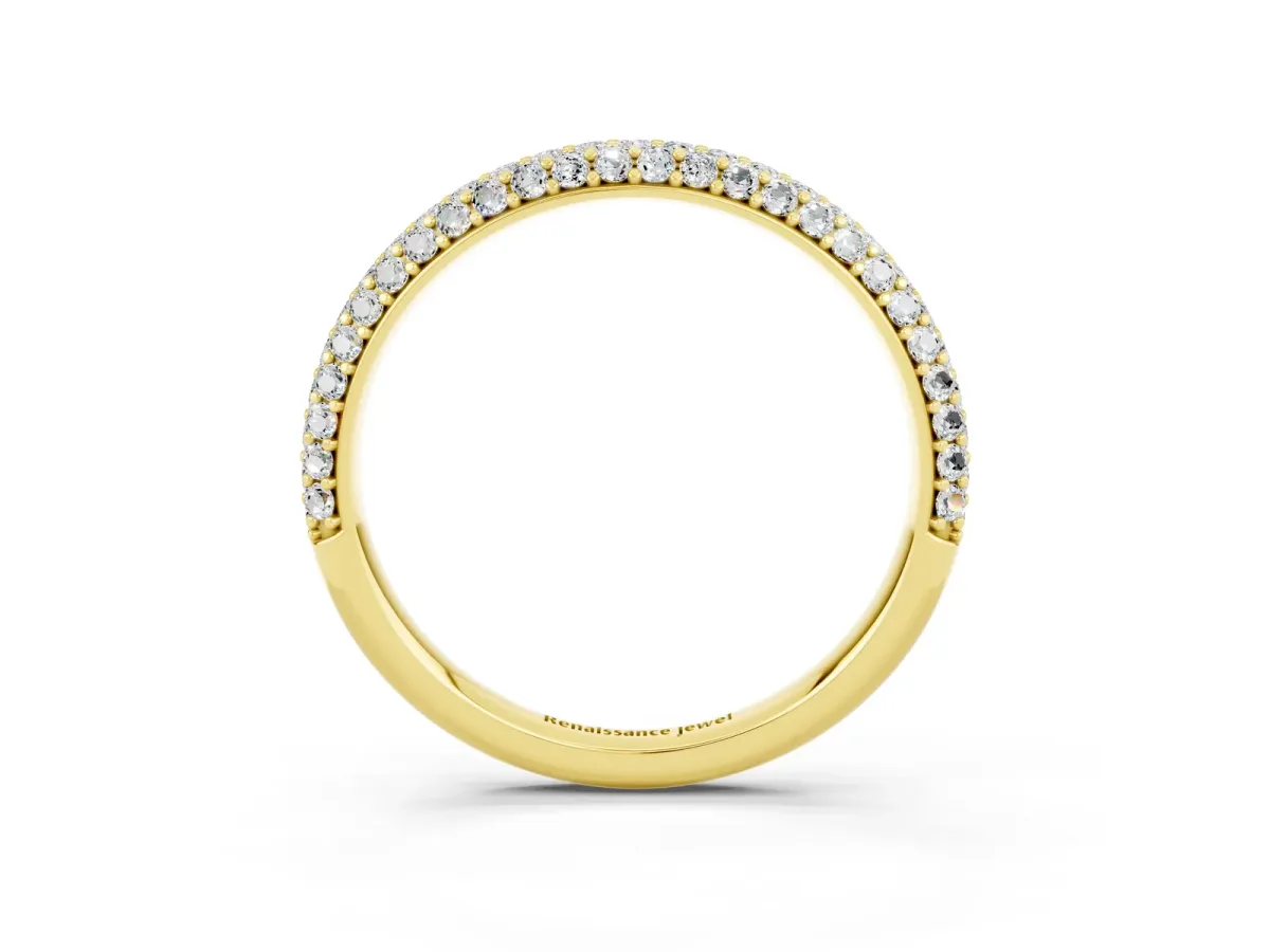 Round Moissanite Pavé Eternity Band with Shared Prong Setting Yellow gold