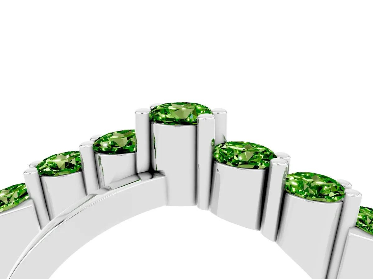 Round Peridot Prong-Set Crossover Band Silver