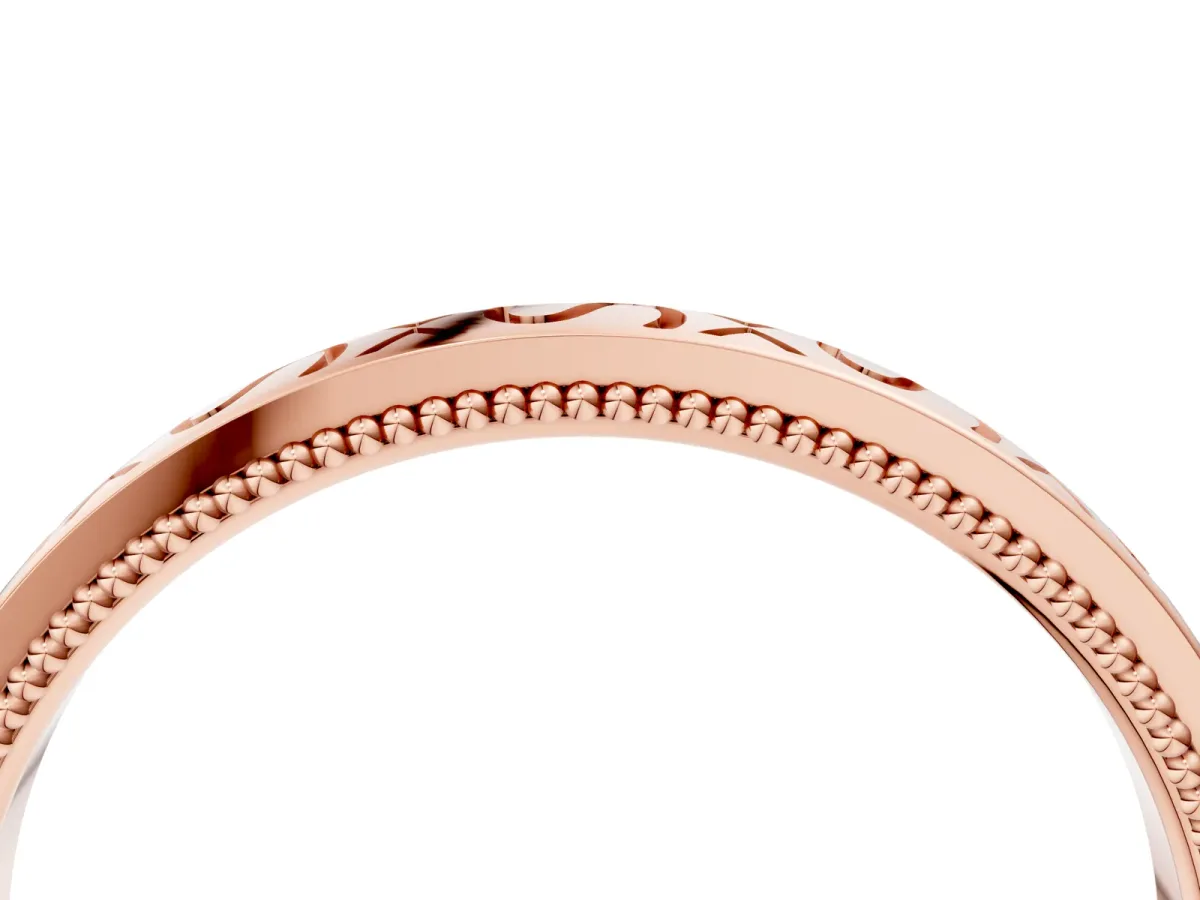 Vintage Engraved Milgrain Band Rose gold