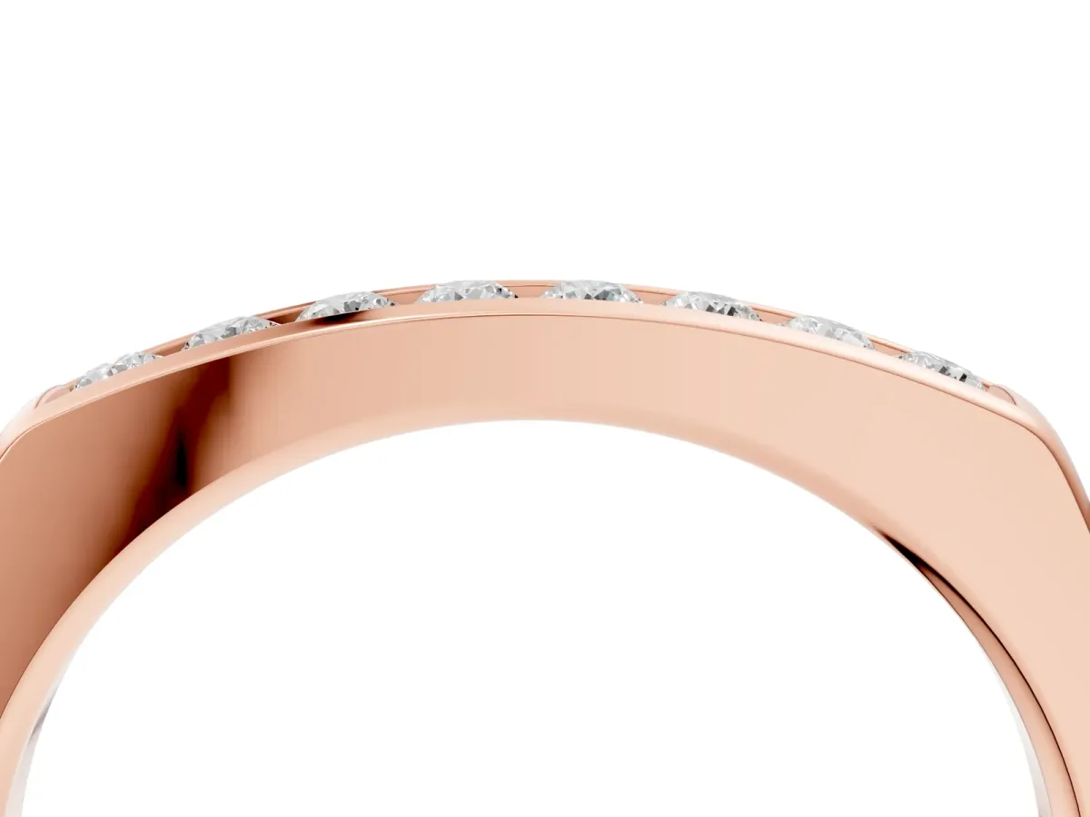 Channel Set Round Diamond Flat Band Rose gold