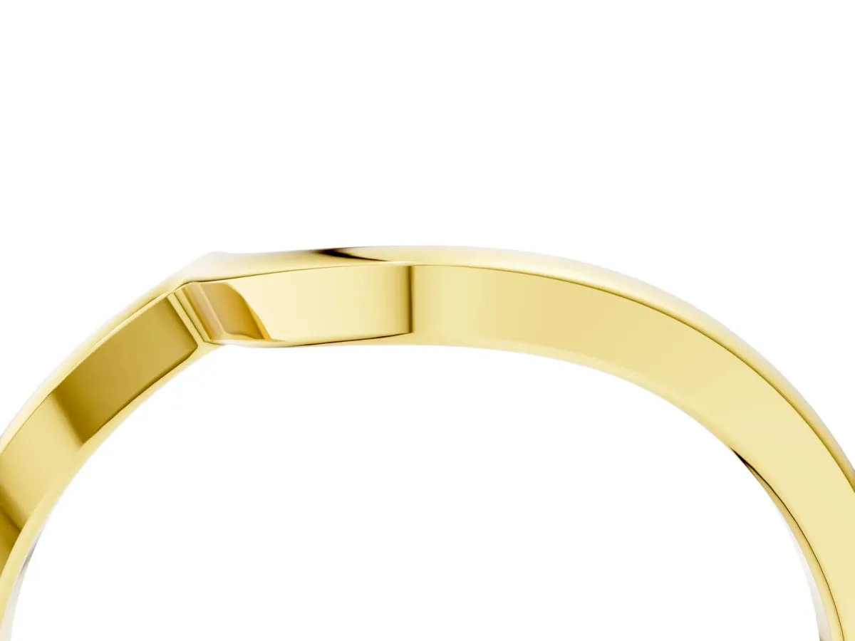 Curved Solitaire Band with Round Stone Setting Yellow gold