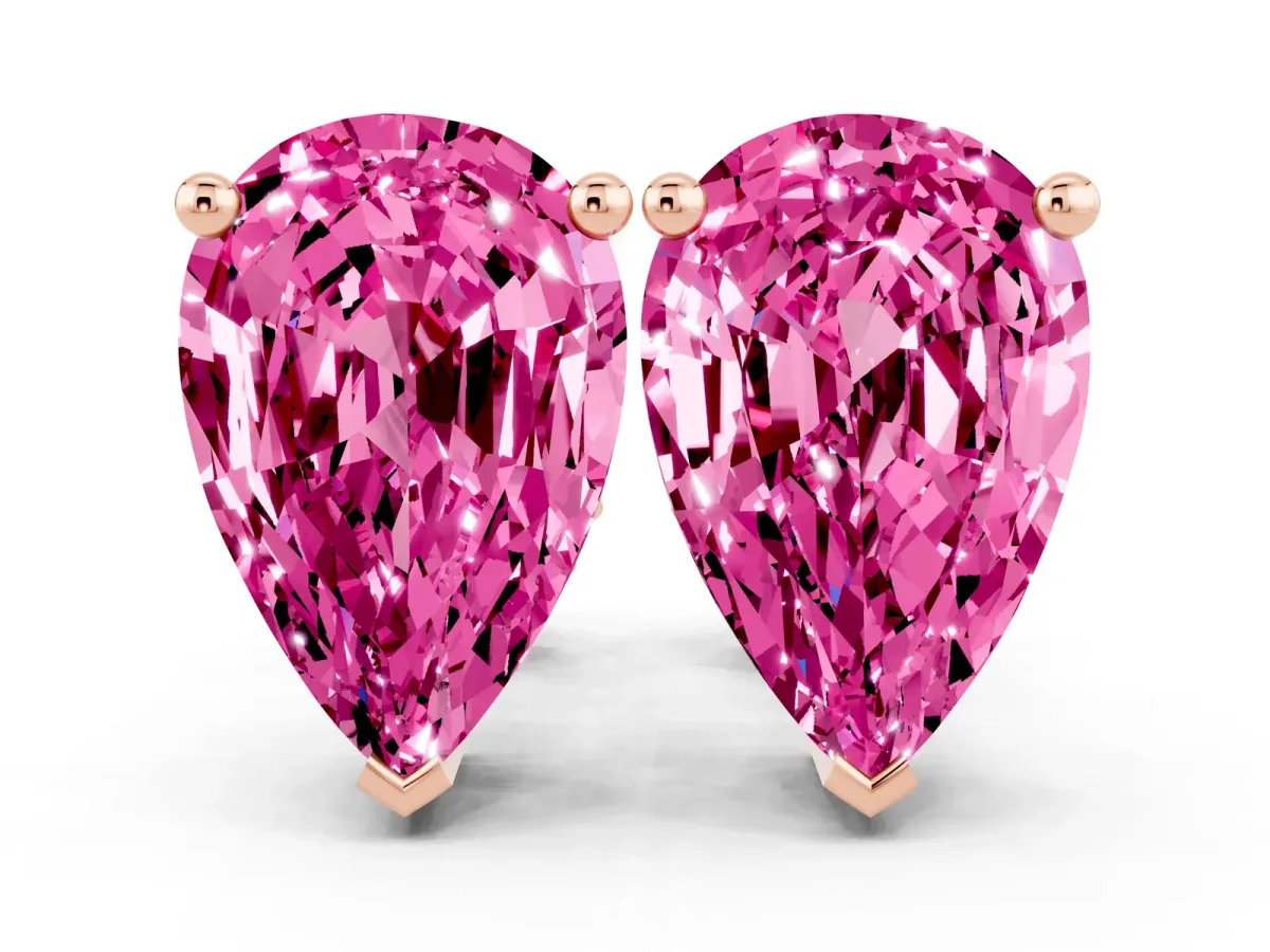 Pear Cut Pink Sapphire Stud Earrings Rose gold